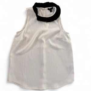 J. Crew Cream Blouse with Black Ruffle Collar